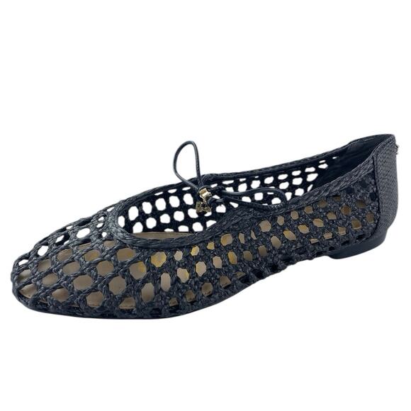 Sam Edelman Marcie Women's Black Woven Faux Raffia Slip On Ballet Flats Size 6.5 - Picture 1 of 5